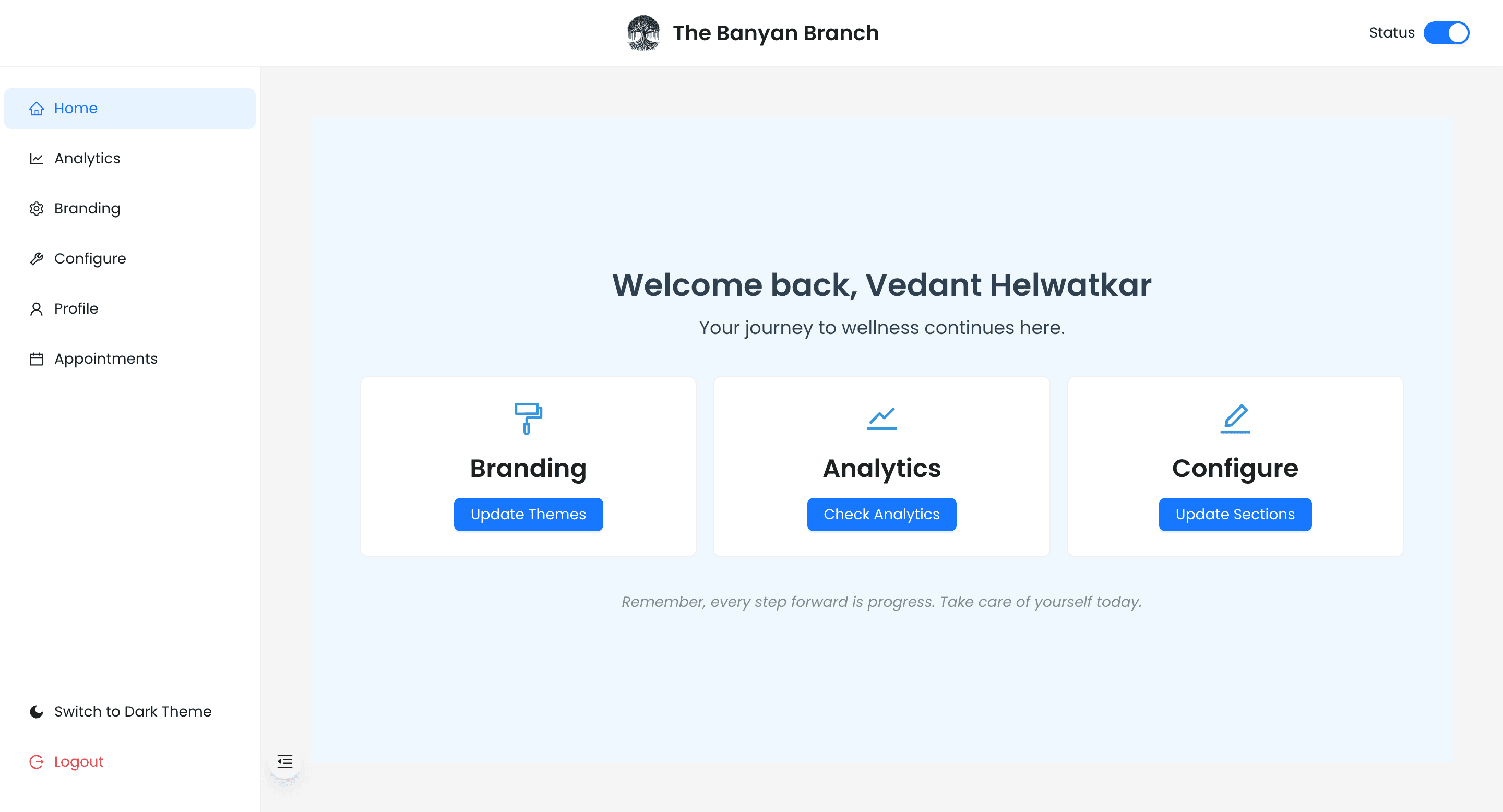 Admin dashboard overview